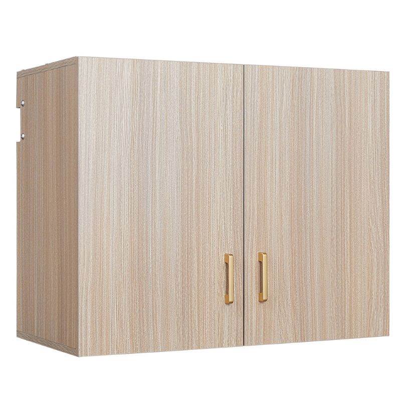 Modern wall cabinet mounted above a desk, ideal for keeping valuables secure.