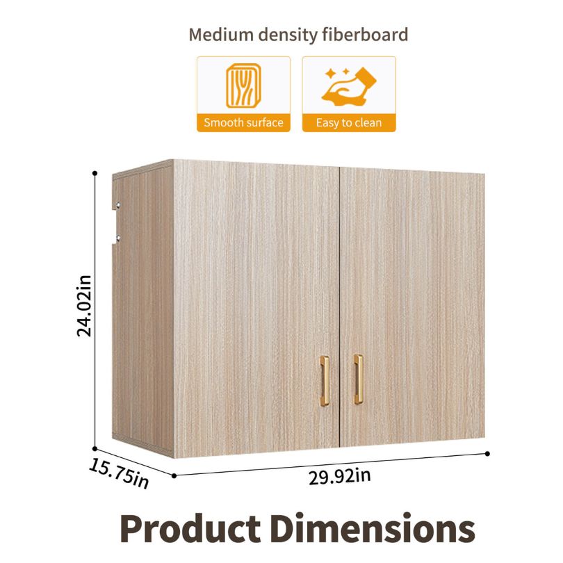 Elegant wooden wall cabinet showcasing its spacious interior and stylish design.