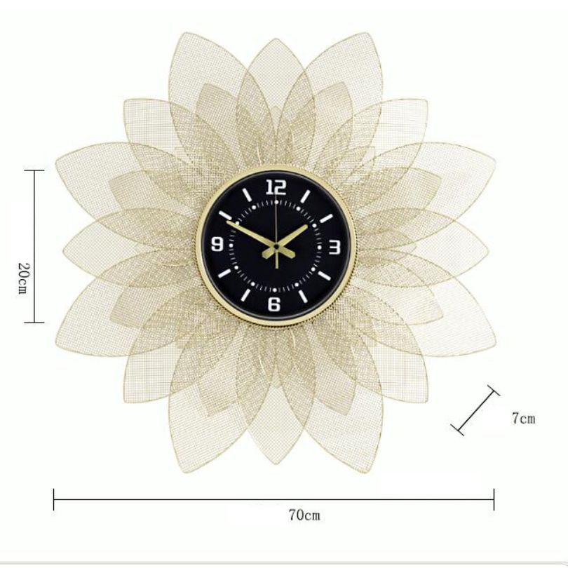 Close-up of the elegant sunflower design of the wrought iron clock.