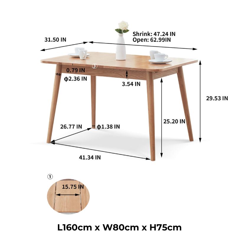 Elegant oak dining table showcasing its smooth finish and round edges