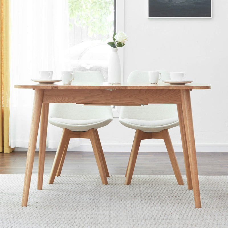 Family-friendly round dining table set for a meal with children