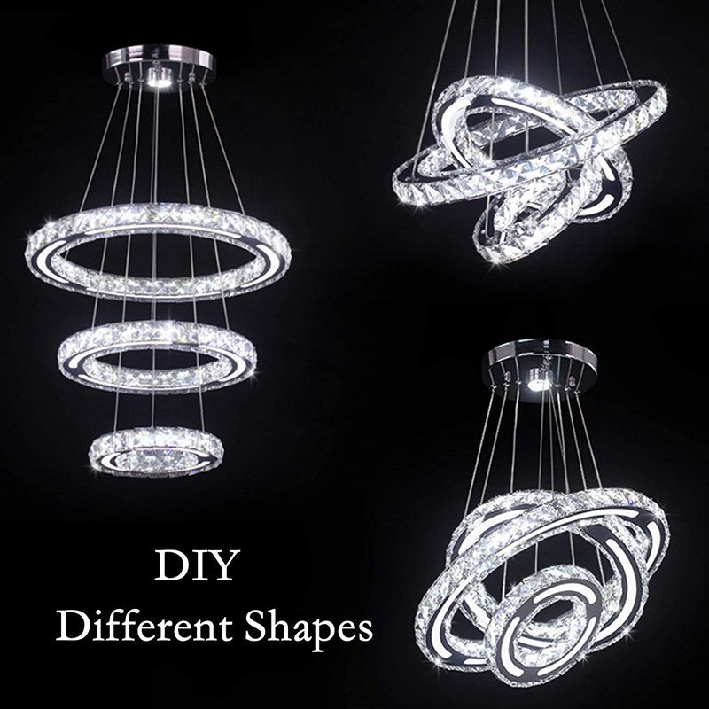 Close-up of the crystal details on the pendant light, showcasing its luxurious design.