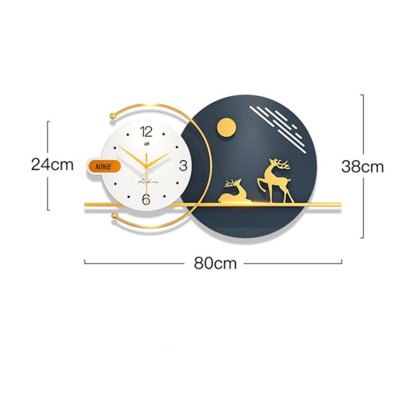 Nordic 3D deer wall clock displayed in a modern living room setting