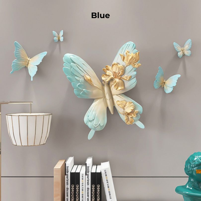Close-up view of Nordic 3D butterfly wall art showcasing intricate resin details.