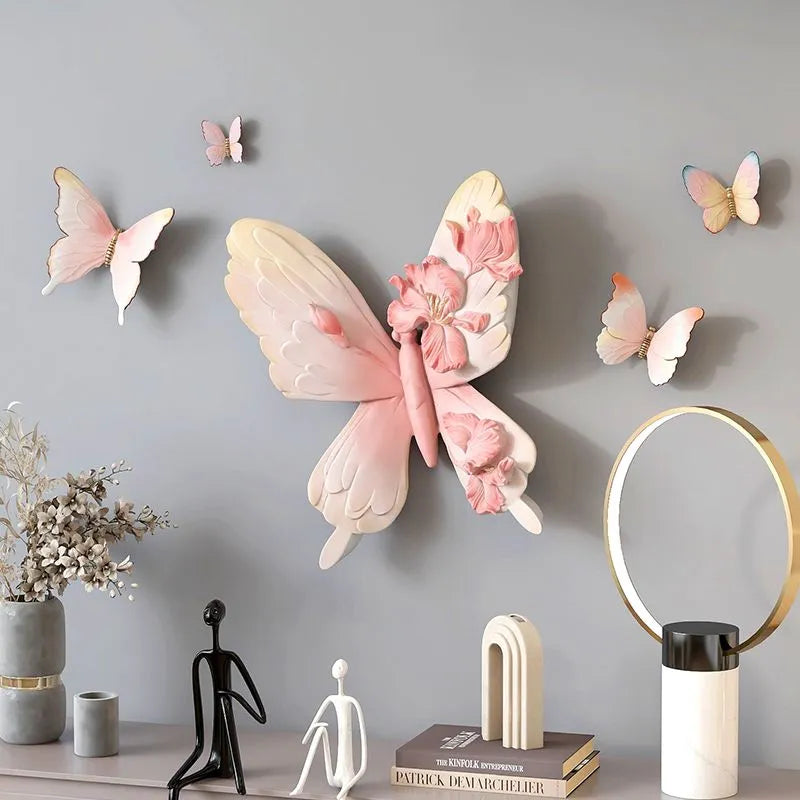Nordic butterfly wall decor displayed in a stylish living room setting.