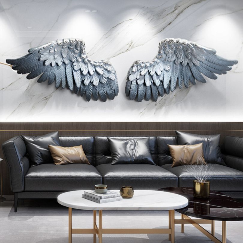 Side view of Nordic 3D Feather Wall Art, showing the intricate details and craftsmanship.