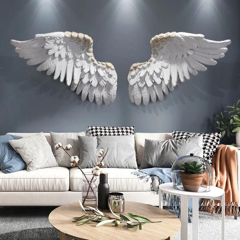Nordic 3D Feather Wall Art displayed on a wall, emphasizing its unique design and elegance.