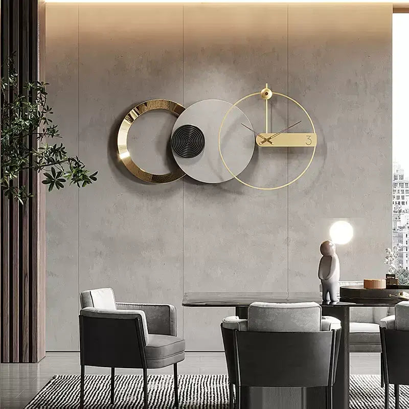 The Nordic Elegance Minimalist Wall Clock displayed in a cozy bedroom setting.