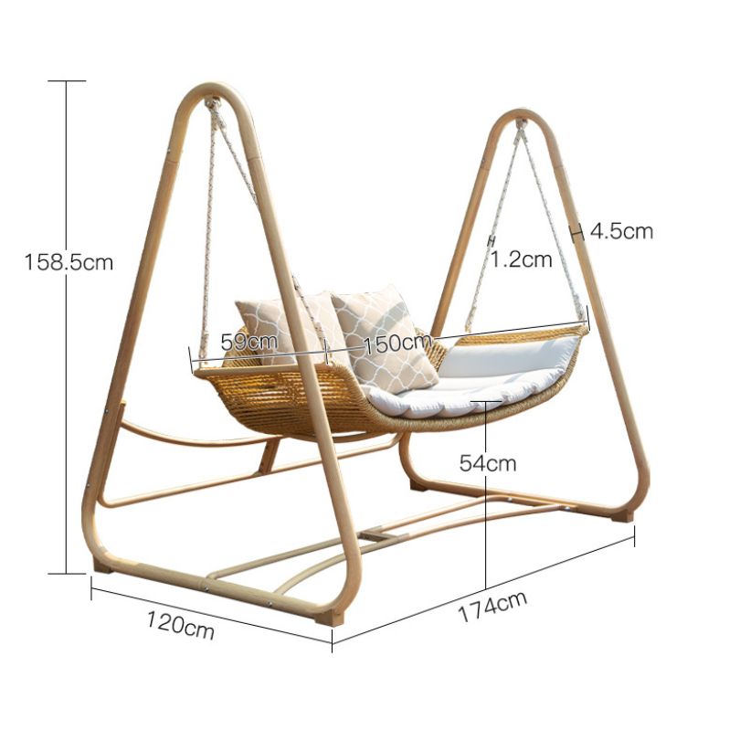 Nordic aluminum swing chair showcasing plush cushion from the side.