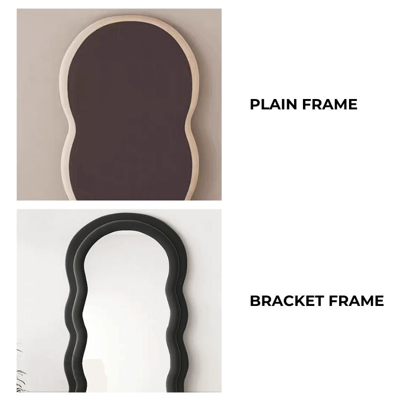 Full length mirror mounted on the wall reflecting a stylish outfit, perfect for checking your appearance.