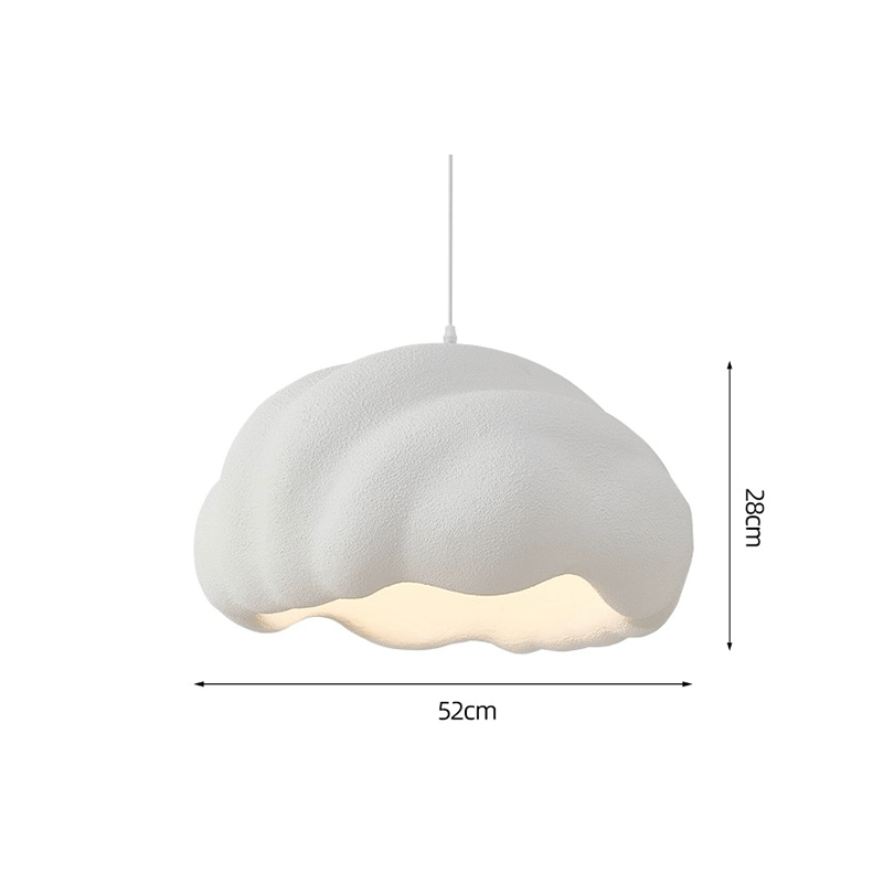 Nordic Cloud Chandelier hung in a modern living room, demonstrating its adjustable height and elegant style.