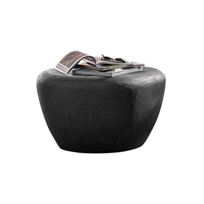 Front view of the Nordic Oval Concrete Outdoor Coffee Table showcasing its weather-resistant design.