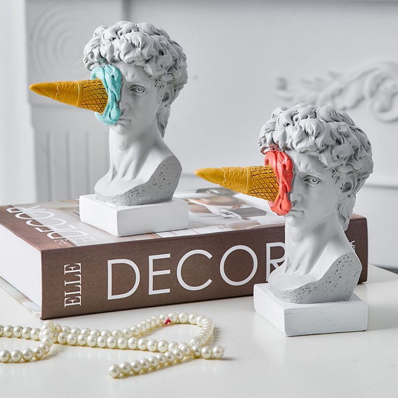 Nordic David sculpture displayed in a modern living room as part of home decor.