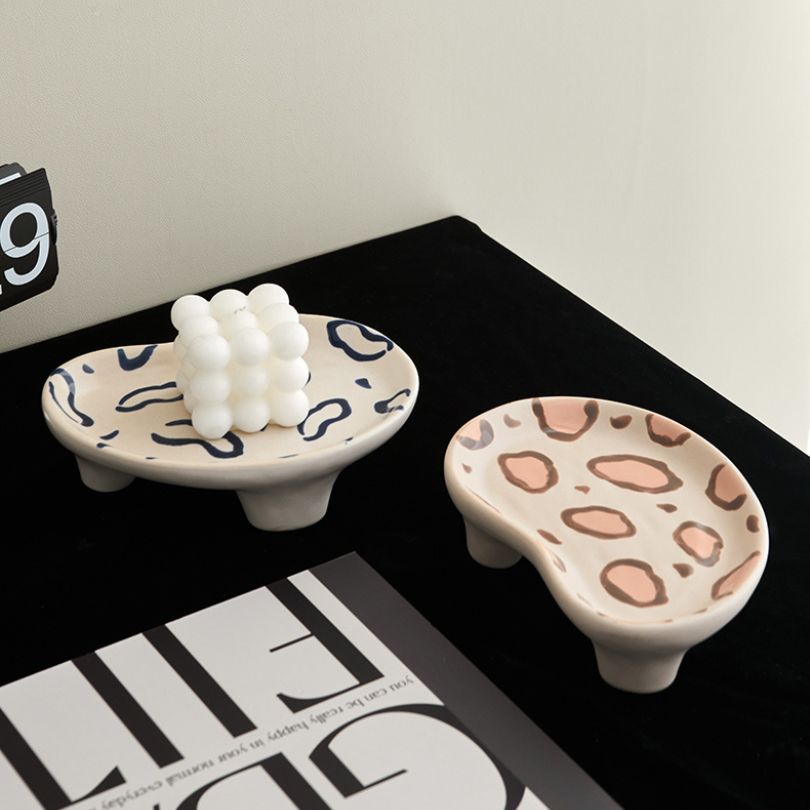 Nordic ceramic tray showcasing abstract design from above
