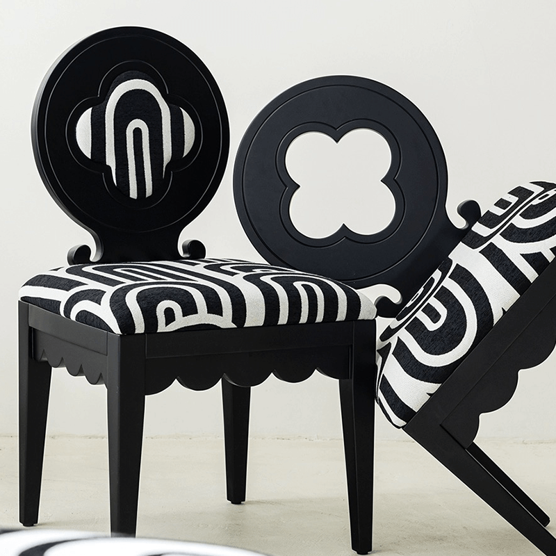 Close-up of the cushion on a Nordic Hollow Clovers chair highlighting its plush texture.