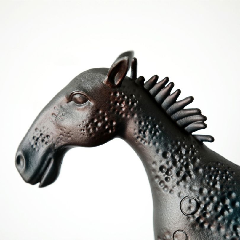 Side angle of the handcrafted Pegasus sculpture showcasing its unique marble craftsmanship.