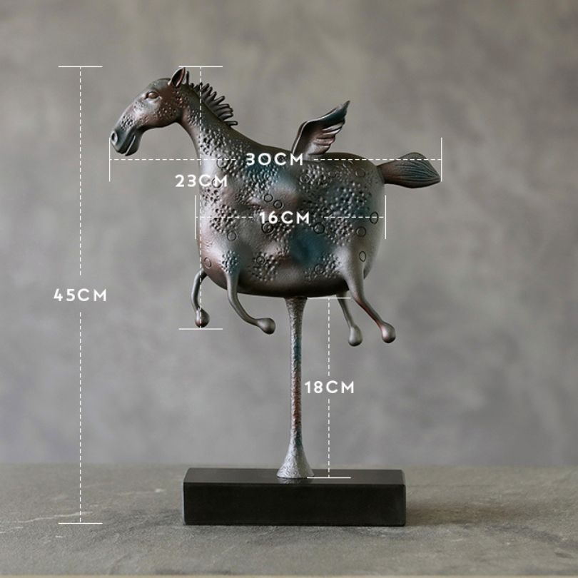 Close-up view of the Majestic Marble Pegasus Sculpture highlighting intricate details.