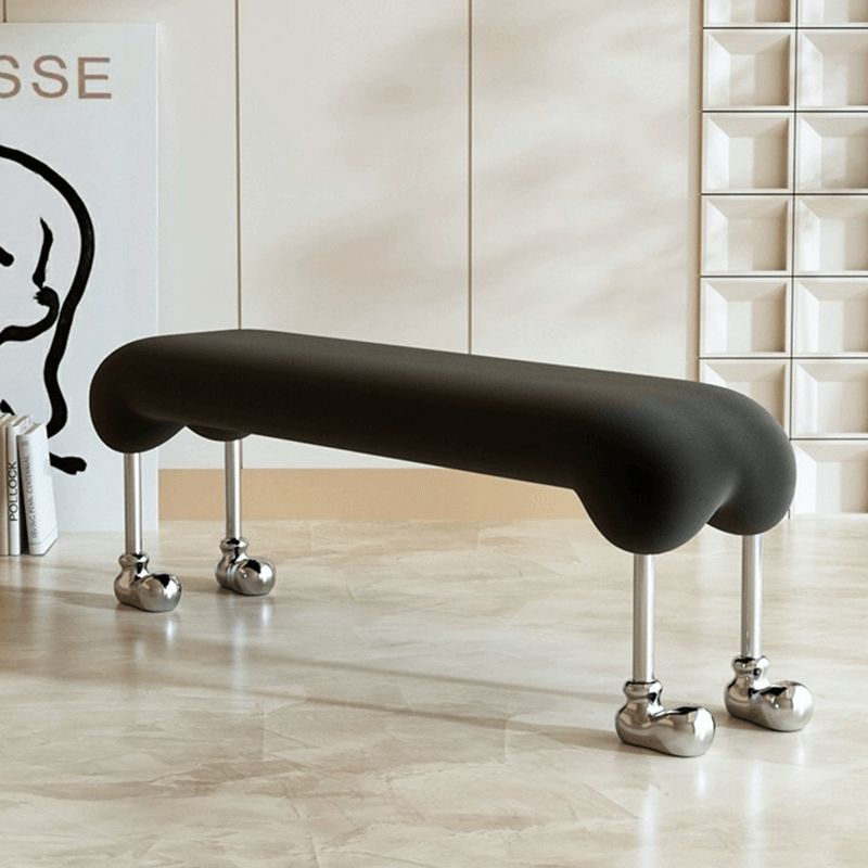 Close-up of the Nordic dog makeup stool, highlighting the comfortable ergonomic seat and sturdy legs.