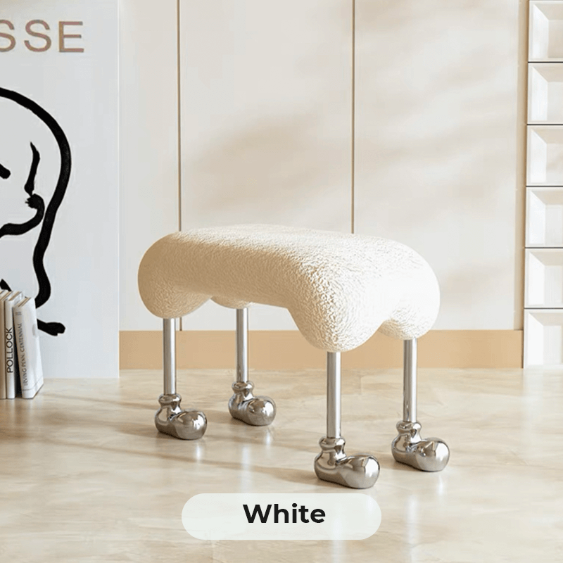 Nordic Pet Style Makeup Bench in a bright entryway, showcasing its modern design and foam cushion.