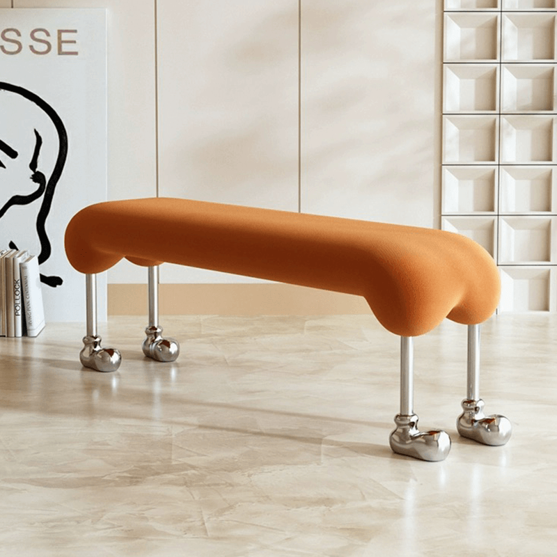 Nordic Pet Style Makeup Bench in a bright entryway, showcasing its modern design and foam cushion.