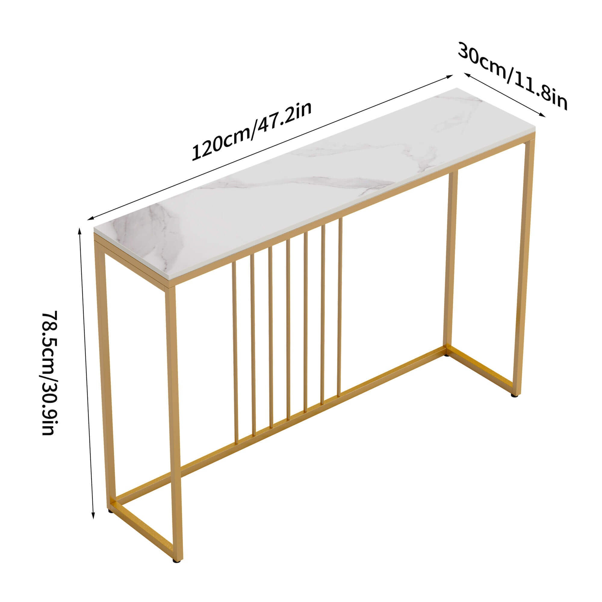 Stylish console table with decorative items placed on top, ideal for home decor.