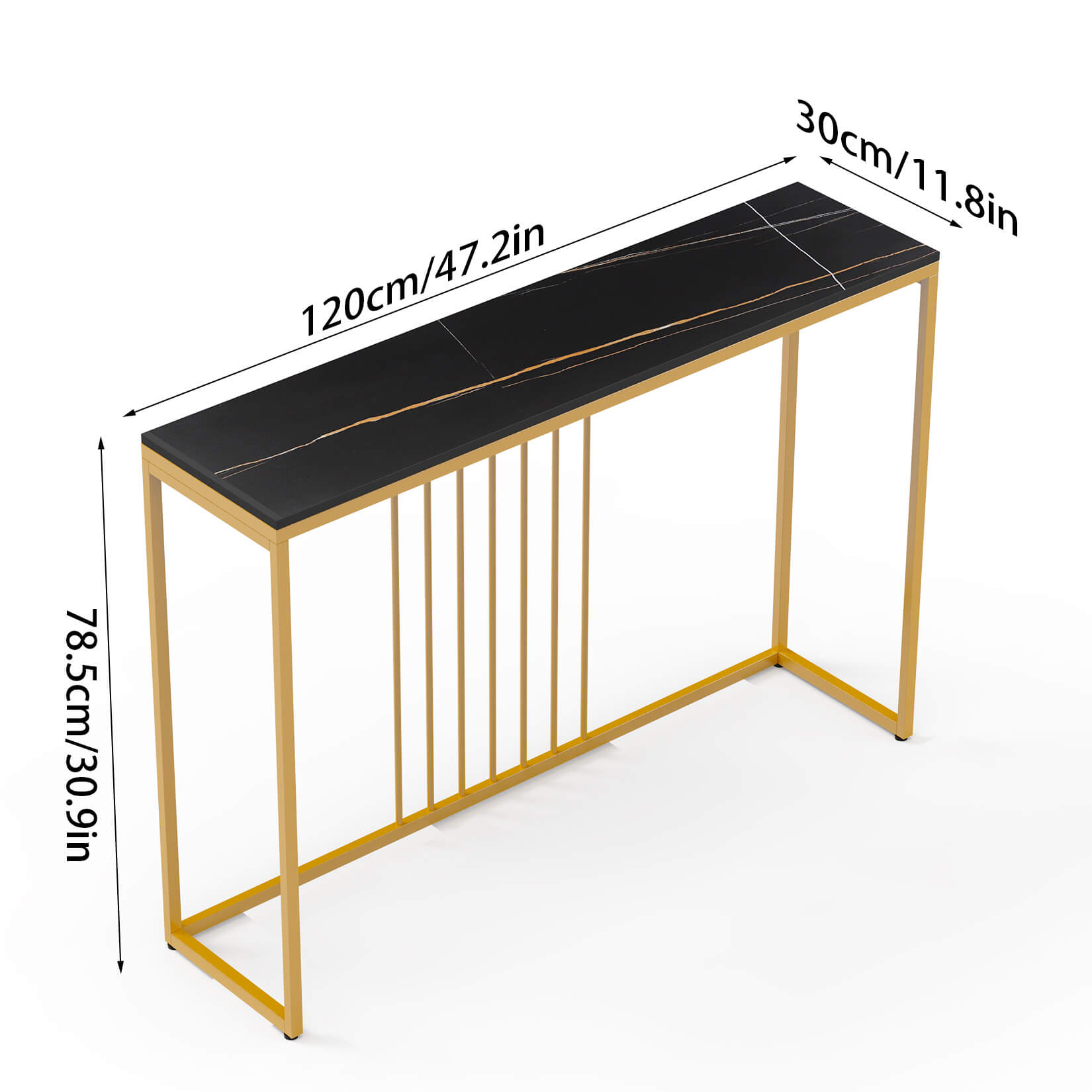 Nordic console table showcasing sintered stone top in a modern entryway setting.