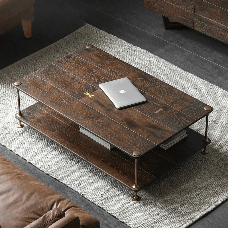 Stylish two-tier coffee table in a modern living room setting