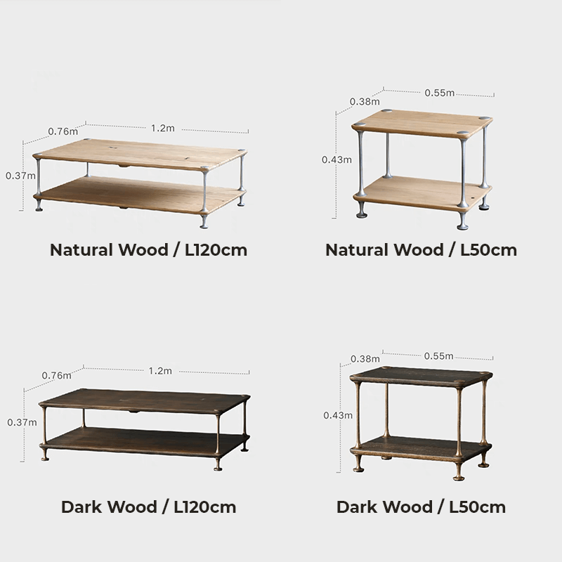 Close-up view of Nordic oak wood coffee table displaying decor and storage