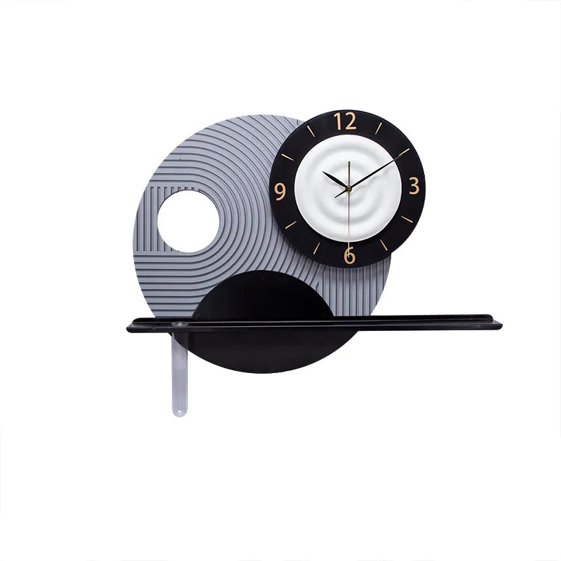 Close-up of the intricate design of the Nordic resin wall clock showcasing its unique craftsmanship.