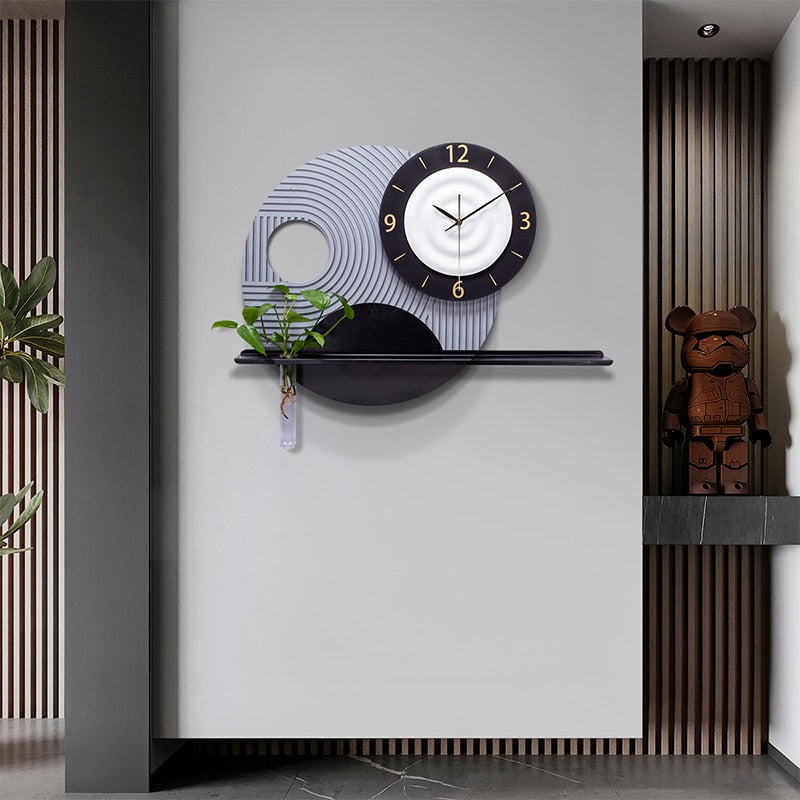 Nordic Elegance 3D Resin Wall Clock in blue against a modern living room backdrop.