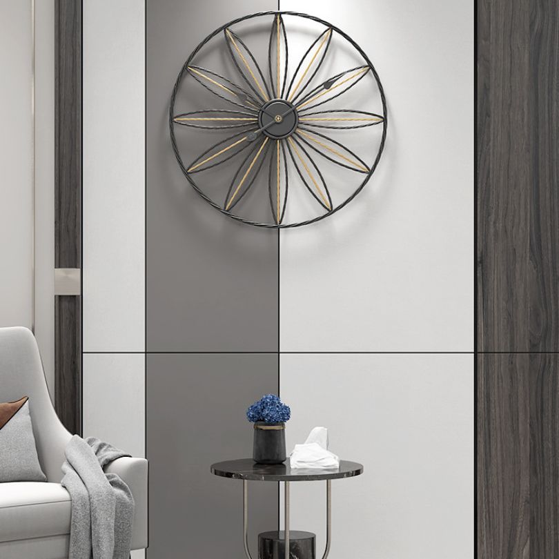 Nordic Silent Gold Wall Clock in an office setting, emphasizing its functionality without ticking noise.