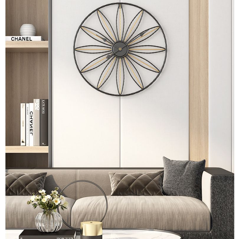 Nordic Silent Gold Wall Clock in an office setting, emphasizing its functionality without ticking noise.
