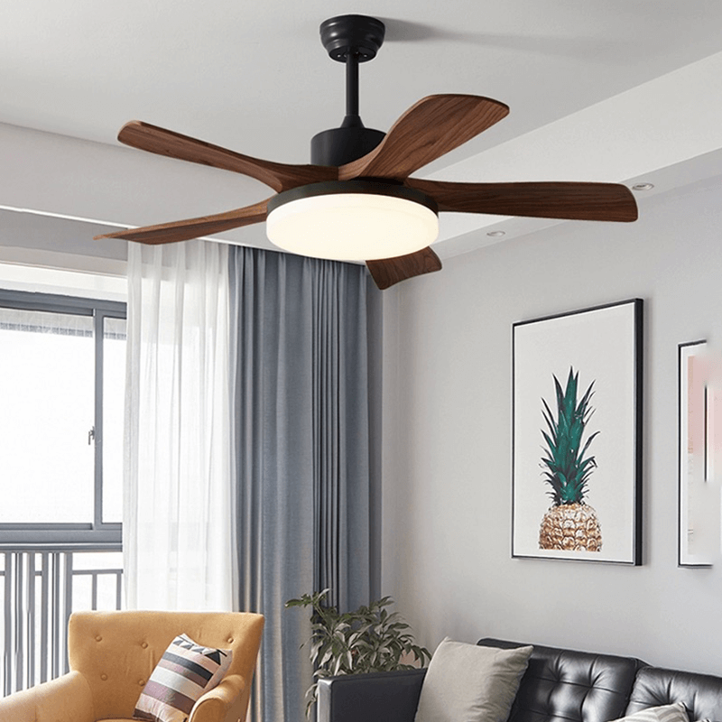 Elegant Walnut Chandelier Fan Light with Dimming - Image 2