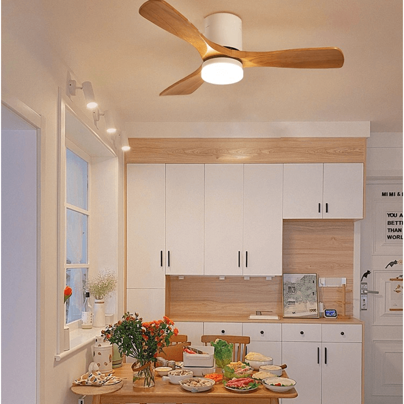 Elegant Walnut Chandelier Fan Light with Dimming - Image 3