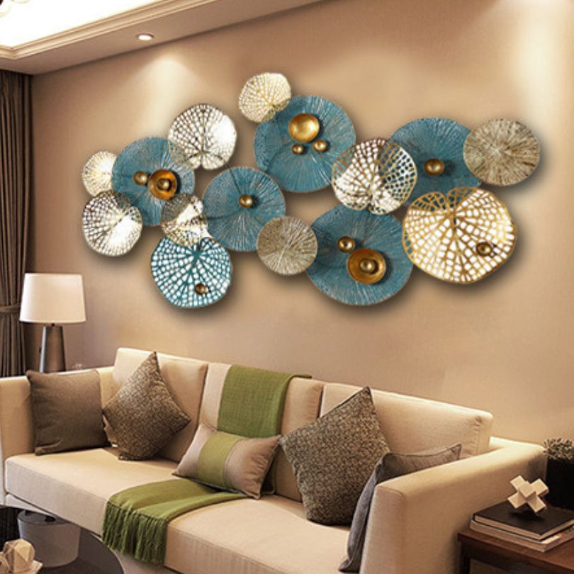 Elegant Nordic metal wall art displayed in a chic living room setting.