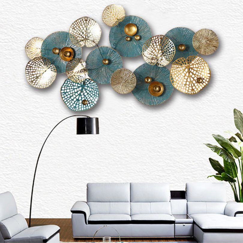 Elegant Nordic metal wall art displayed in a chic living room setting.