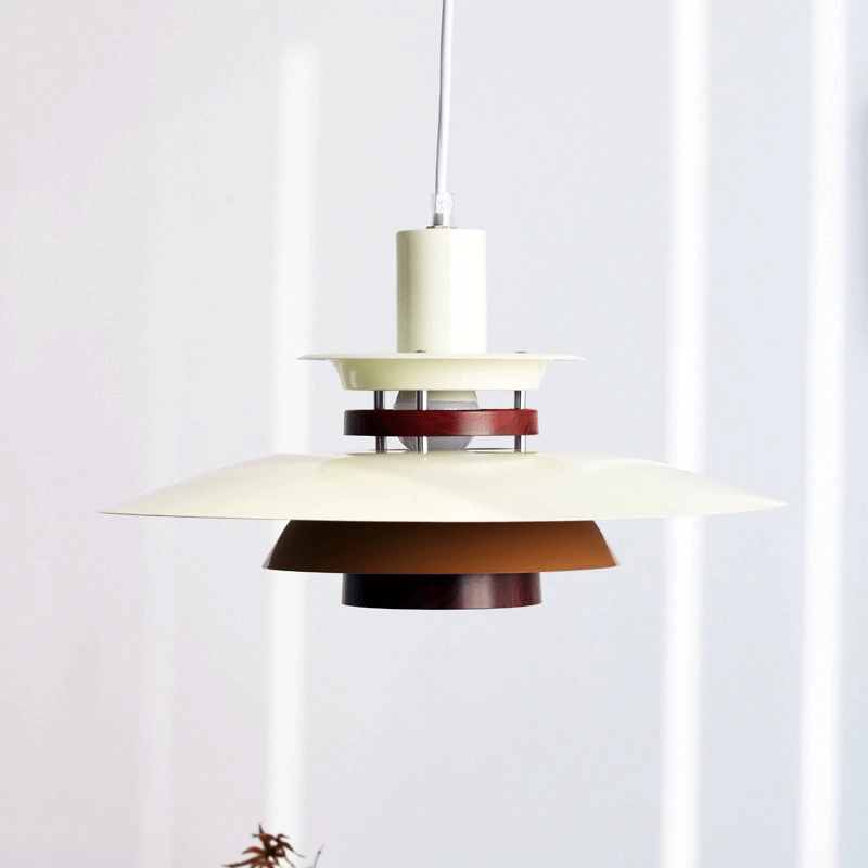 Close-up of the Nordic Style PH5 Danish Pendant Lamp highlighting the warm glow of the LED light.