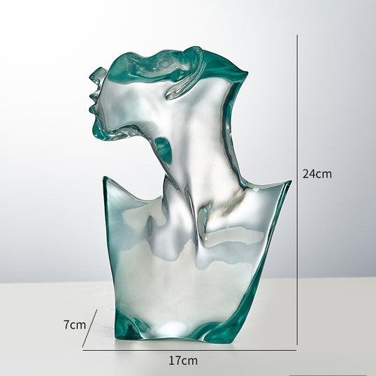 Close-up of the Nordic transparent art statue highlighting the intricate details of the resin material.