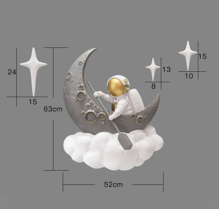 Side view of the spaceman decoration highlighting its unique design and durable materials.