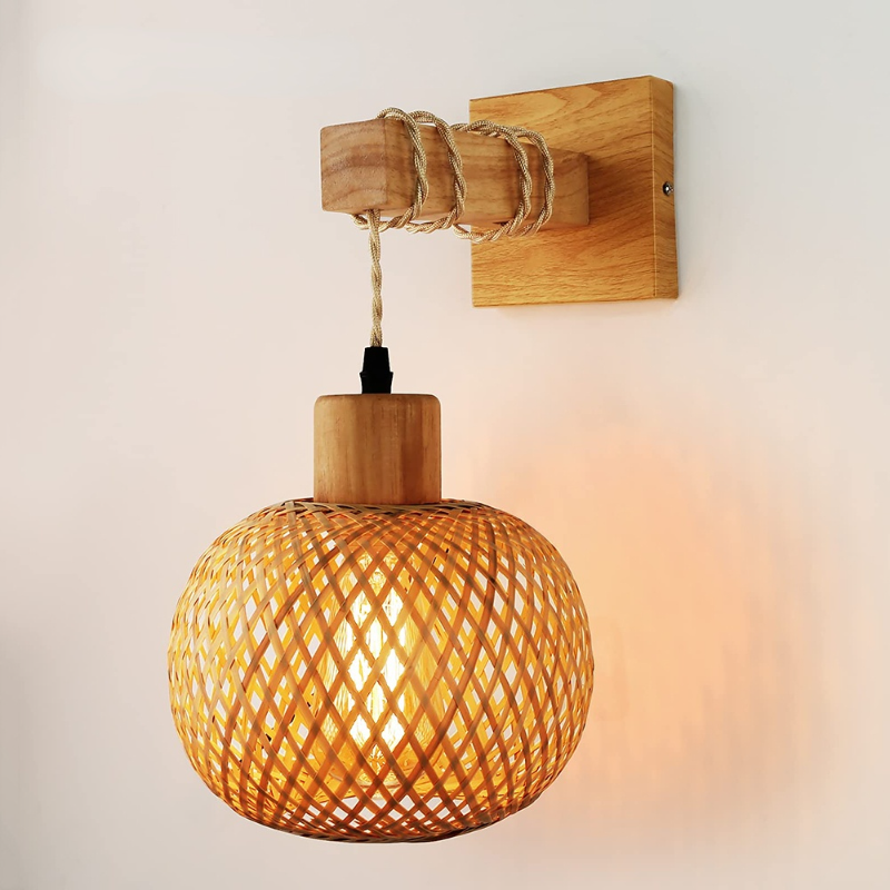 Bedroom interior featuring best rattan wall sconce for cozy decor ambiance