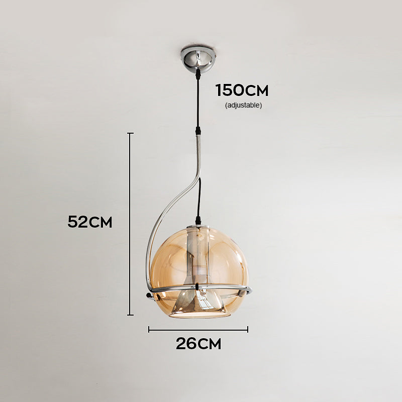 Modern Amber Glass Pendant Lamp with Adjustable Brightness - Image 8