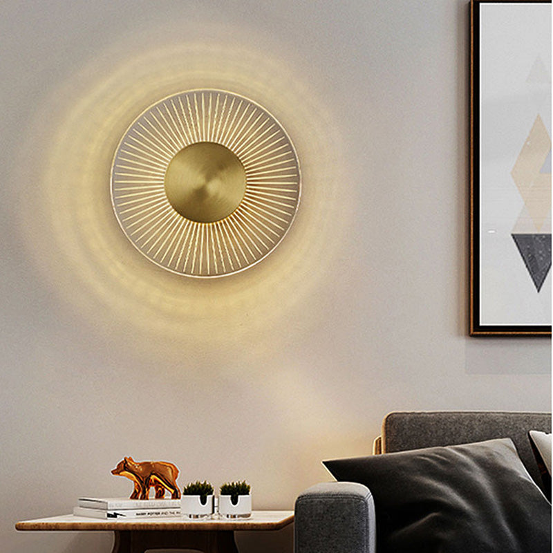 Gold-plated LED wall lamp showcasing its elegant design in a stylish foyer.