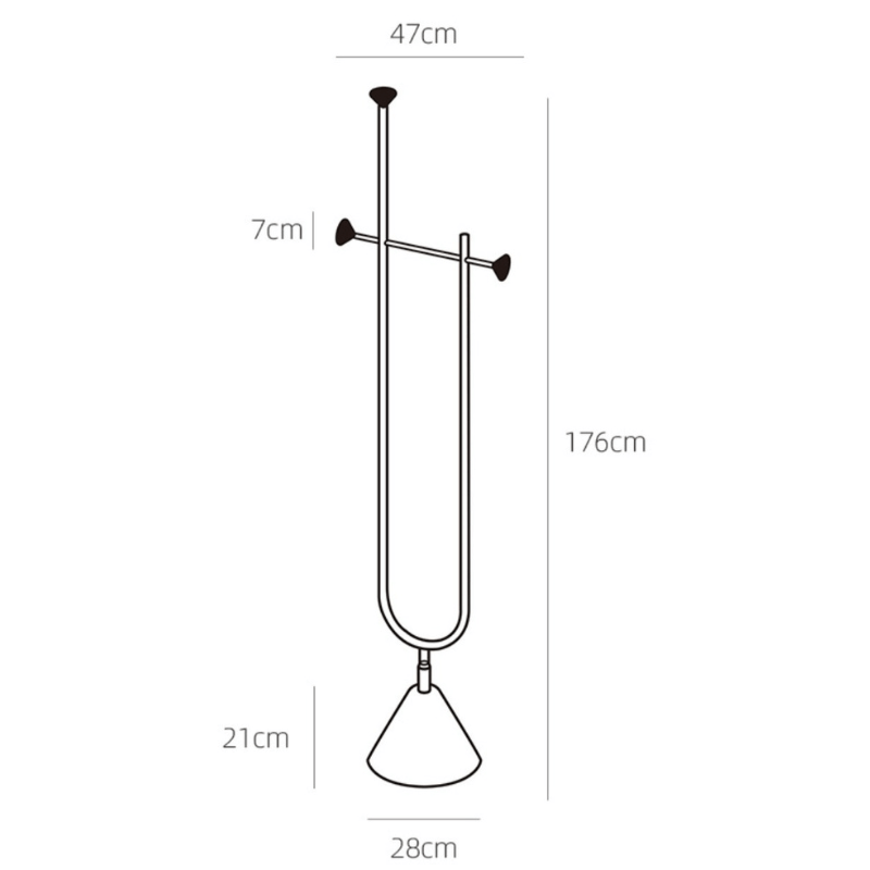 Close-up of the Elegant Ombre Floor Coat Stands stainless steel finish and hooks.