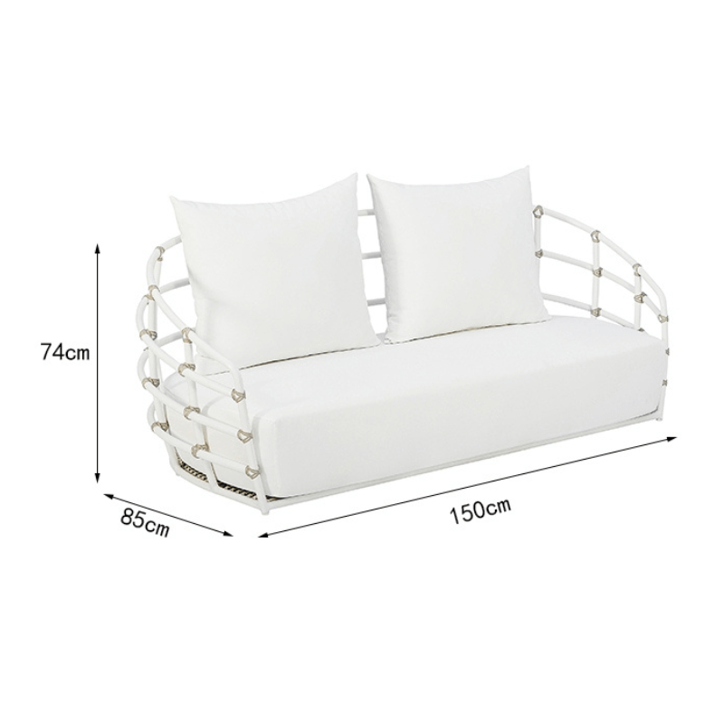 A stunning patio sofa set featuring a curved design, perfect for creating a cozy outdoor oasis.