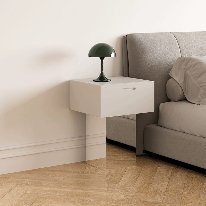 Close-up of the wooden end tables smooth surface and clean lines, highlighting its craftsmanship.