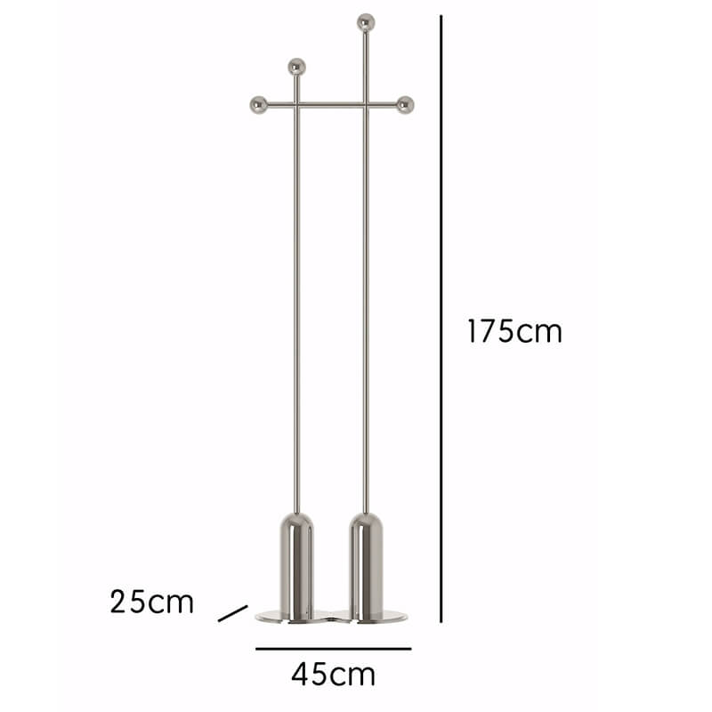Stylish coat rack in a silver finish, perfect for small spaces