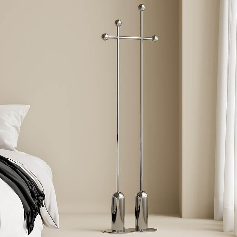 Freestanding coat rack with hooks, ideal for indoor storage solutions