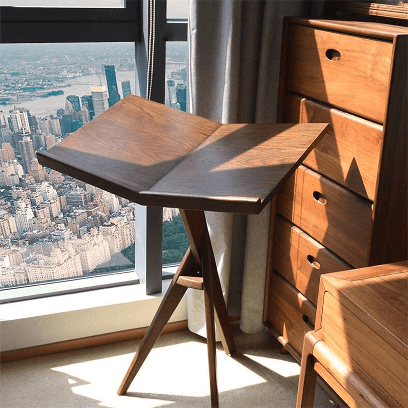 Artisan Walnut Bookshelf angle view showcasing artistic design