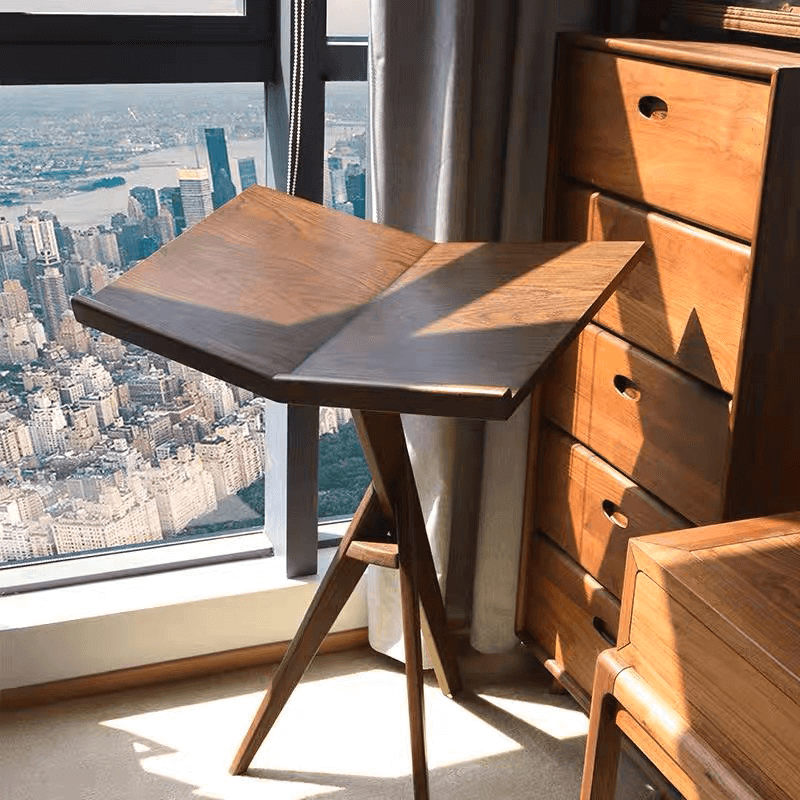 Walnut bookshelf in home office setting, elegantly displaying books