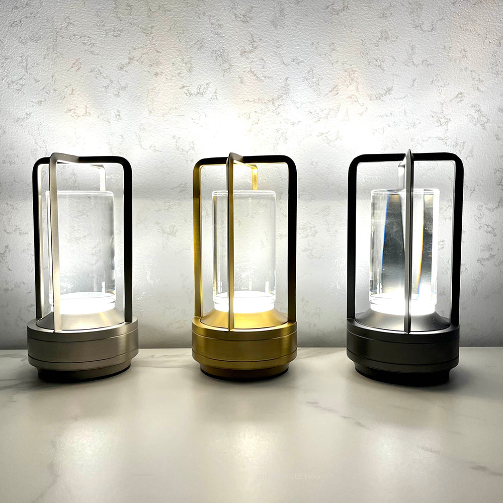 Elegant Rechargeable Touch Crystal LED Table Lamp styled on a bedside table, highlighting its warm glow.